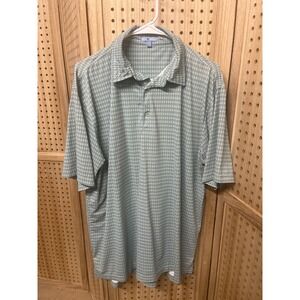 Gen Teal Mens Golf Polo Shirt Green Diamond Pattern Short Sleeve Size L